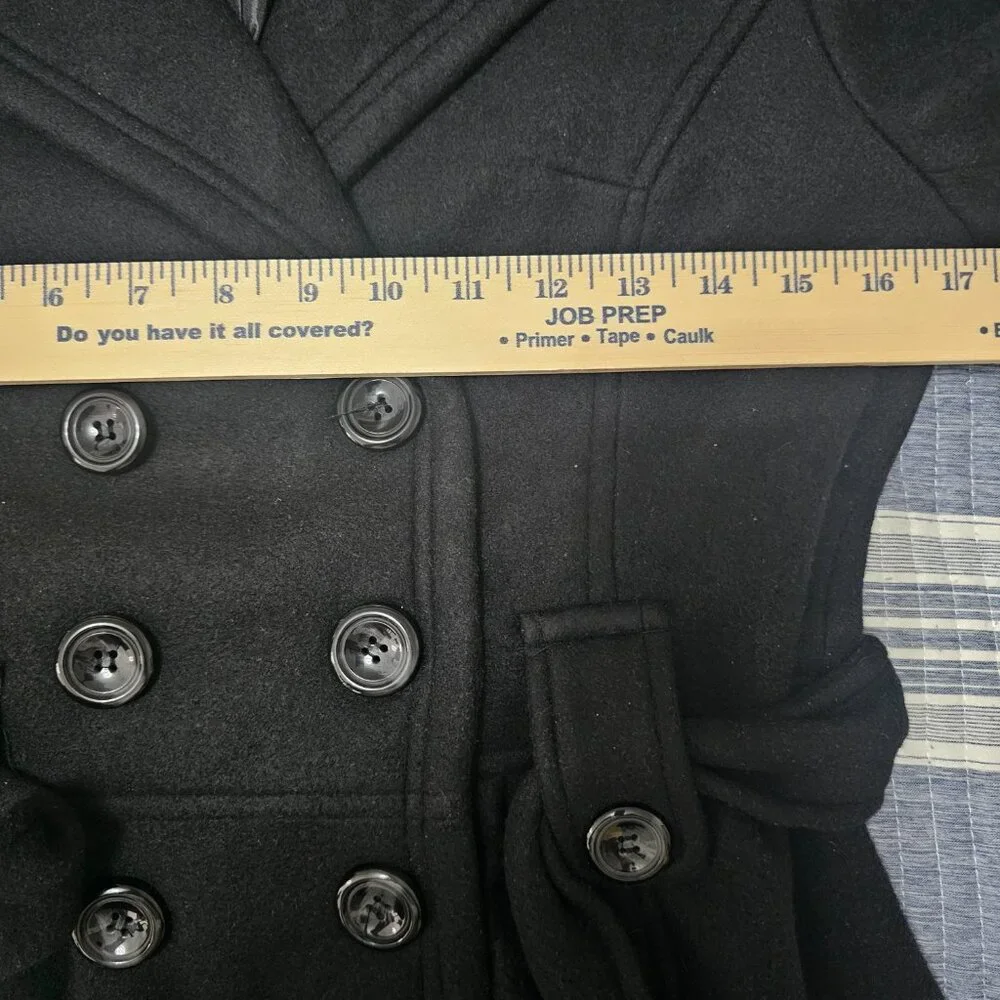 NEW Stylebook Trendy Plus Size Double-Breasted Black Peacoat – Size Small - Picture 5 of 6